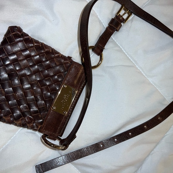 Bags Michael Kors Waist Belt Bag Brown Woven Leather Adjustable